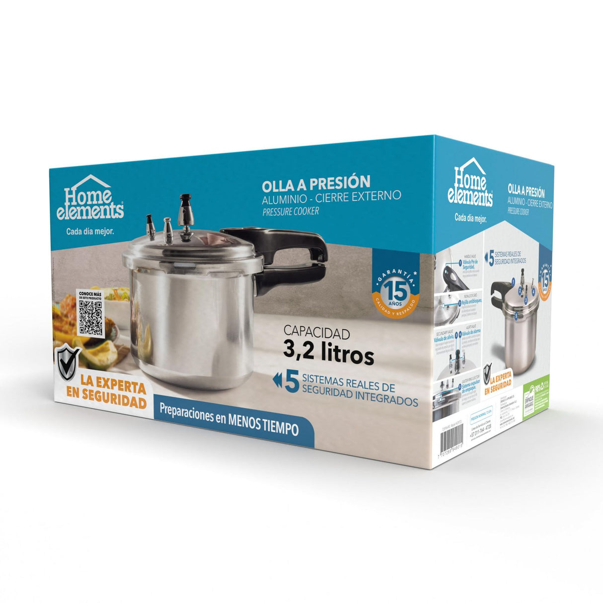 Olla de Presión Plateado y Negro 20.5x20cm De 3.2 Litros Apta para Inducción con Mango de Baquelita - OLLAS Y SARTENES | Bylmo