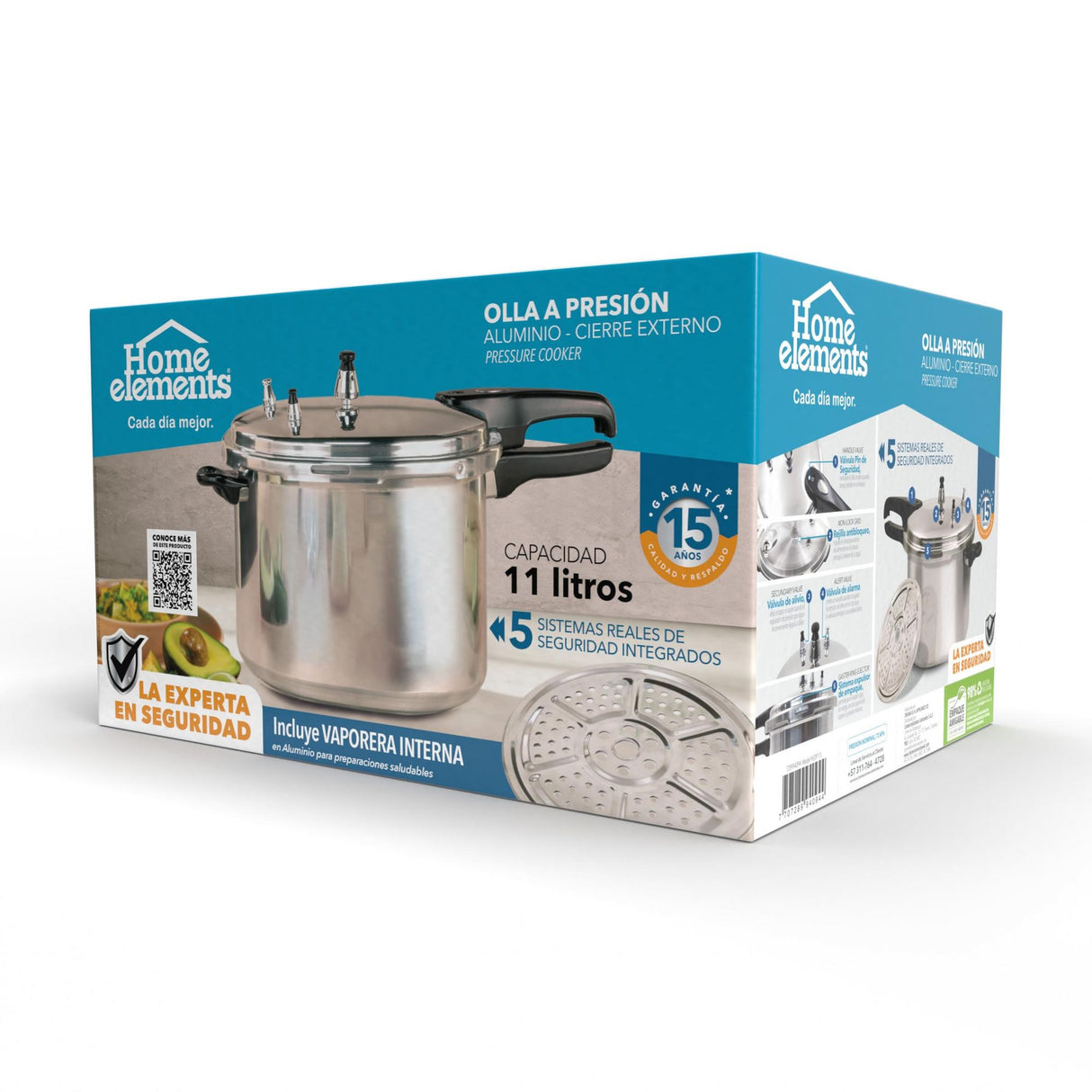 Olla de Presión Plateado y Negro 32.5x25.5cm De 11 Litros Apta para Inducción con Mango de Baquelita - OLLAS Y SARTENES | Bylmo