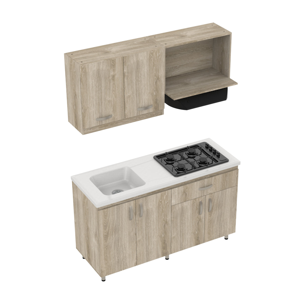 Cocina Ambar Austral 150x213cm Con Mesón Y Estufa Y Con Pozuelo Para Ubicar A La Izquierda O Derecha - COCINAS | Bylmo