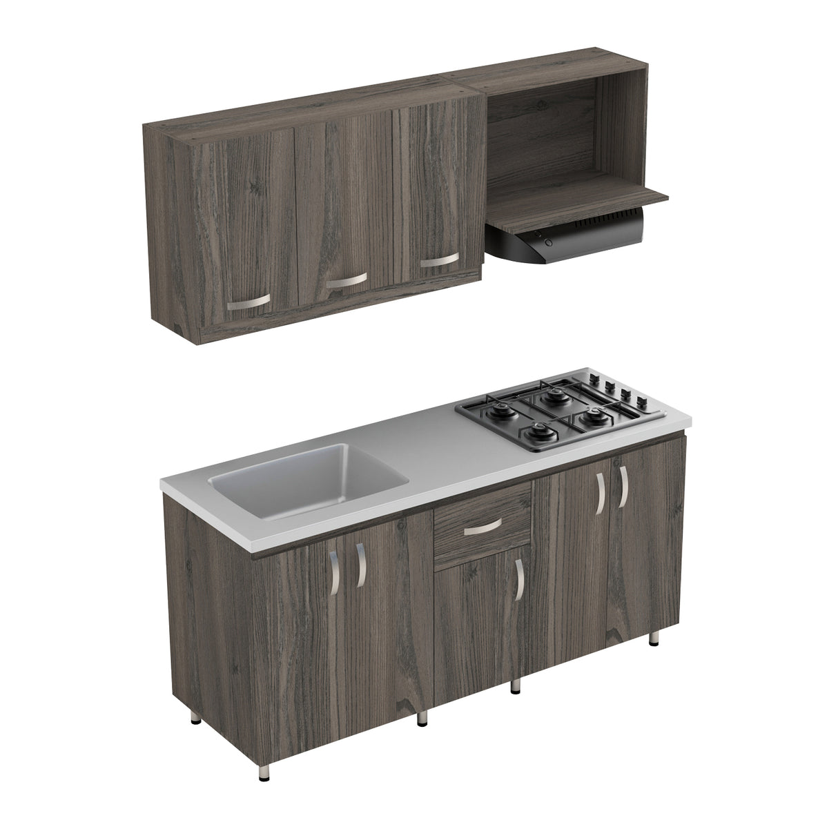 Cocina Ambar Mitte 180x213cm Con Mesón Y Estufa Y Con Pozuelo Para Ubicar A La Izquierda O Derecha - COCINAS | Bylmo