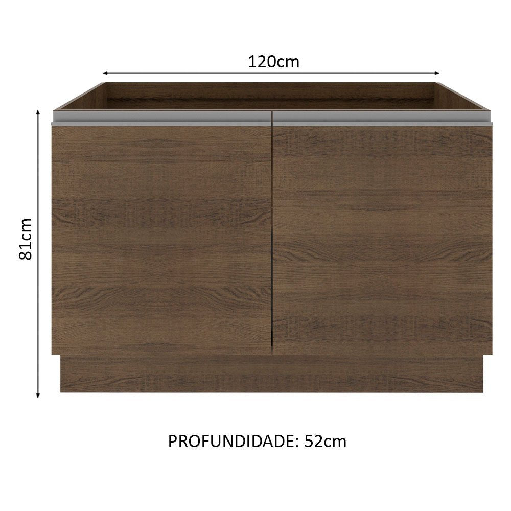 Mueble Inferior de Cocina Glamy Marron 120x81cm sin Mesón sin Estufa y sin Cajones - MUEBLES INFERIORES DE COCINA | Bylmo