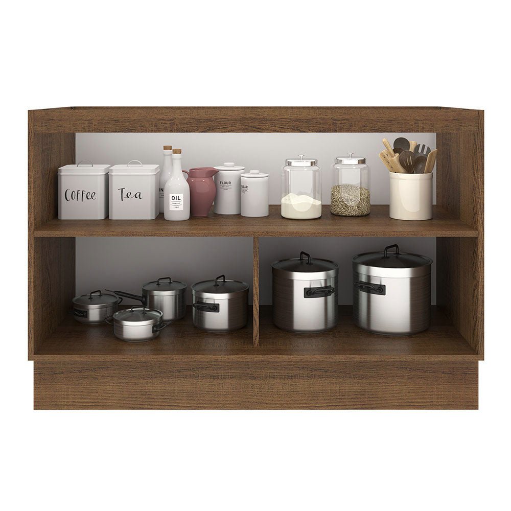 Mueble Inferior de Cocina Agata Marron y Blanco 120x81cm sin Mesón sin Estufa y sin Cajones - MUEBLES INFERIORES DE COCINA | Bylmo