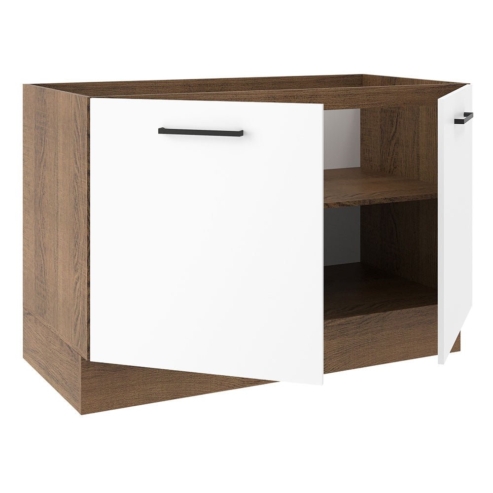 Mueble Inferior de Cocina Agata Marron y Blanco 120x81cm sin Mesón sin Estufa y sin Cajones - MUEBLES INFERIORES DE COCINA | Bylmo