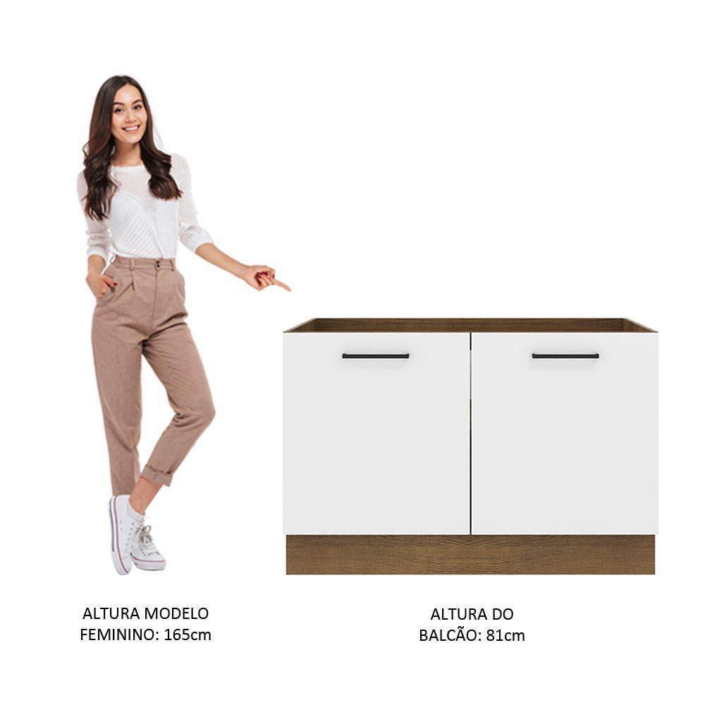 Mueble Inferior de Cocina Agata Marron y Blanco 120x81cm sin Mesón sin Estufa y sin Cajones - MUEBLES INFERIORES DE COCINA | Bylmo