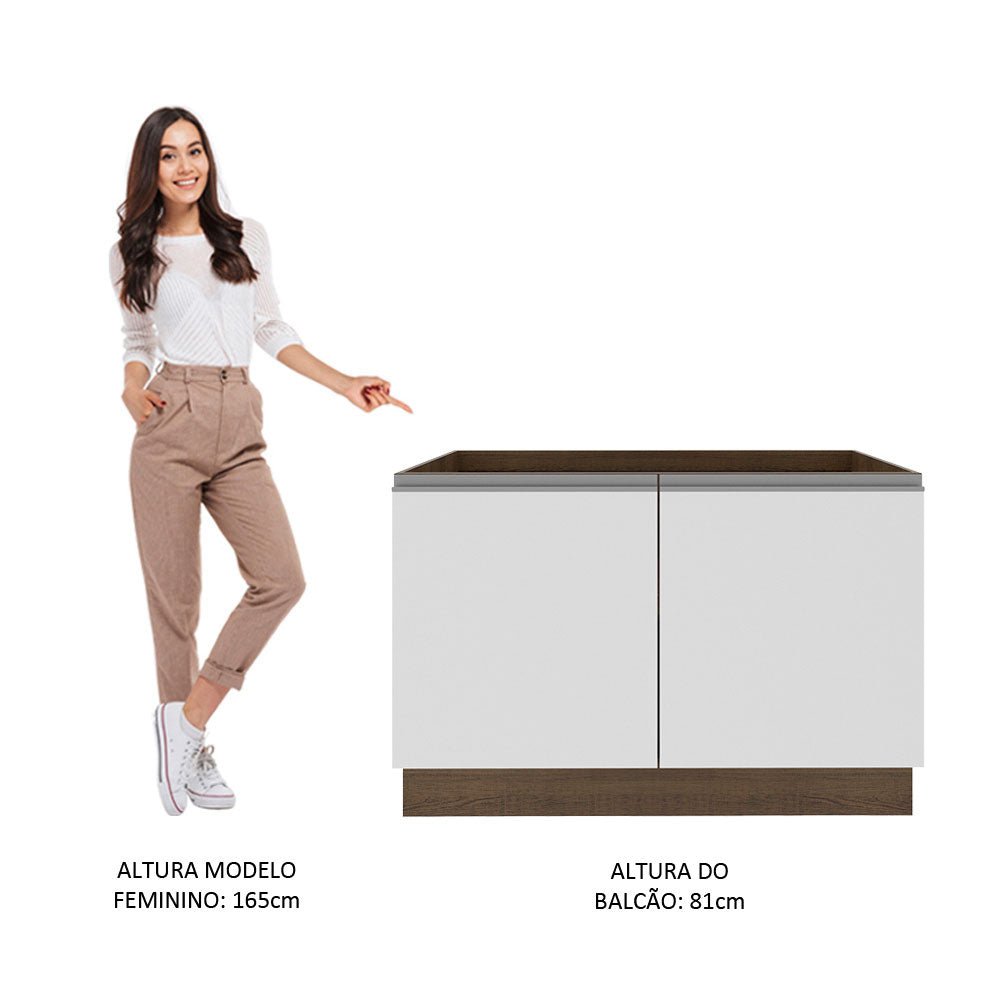 Mueble Inferior de Cocina Glamy Marron y Blanco 120x81cm sin Mesón y sin Estufa - MUEBLES INFERIORES DE COCINA | Bylmo