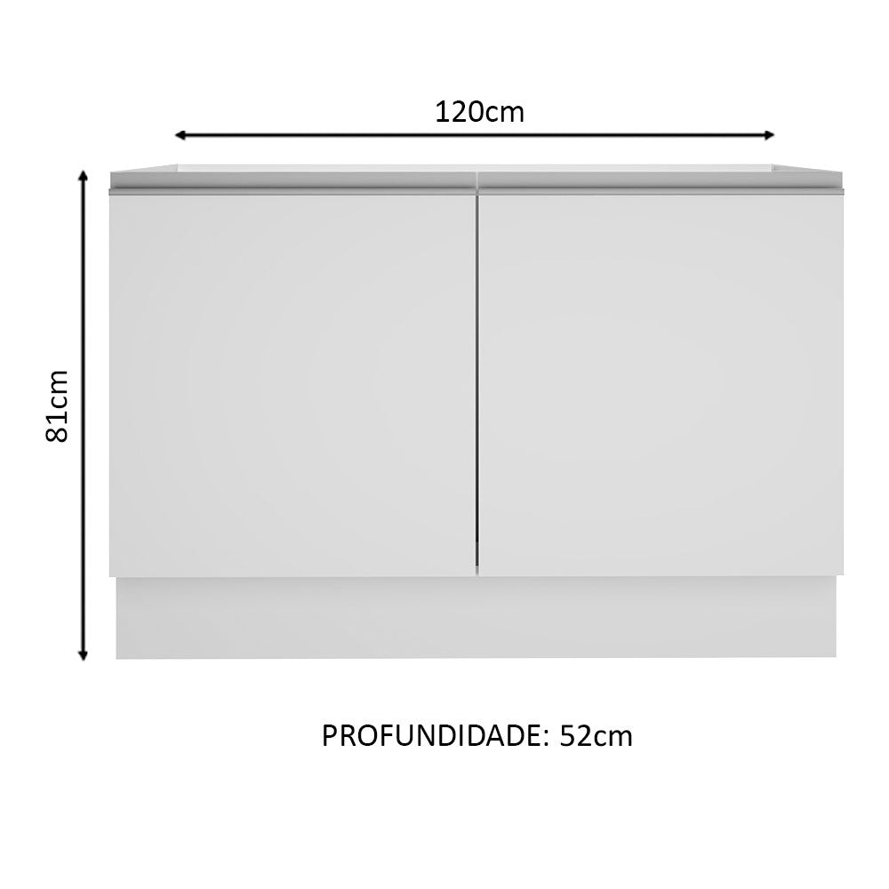 Mueble Inferior de Cocina Glamy Blanco 120x81cm sin Mesón y sin Estufa con 3 Entrepaños - MUEBLES INFERIORES DE COCINA | Bylmo