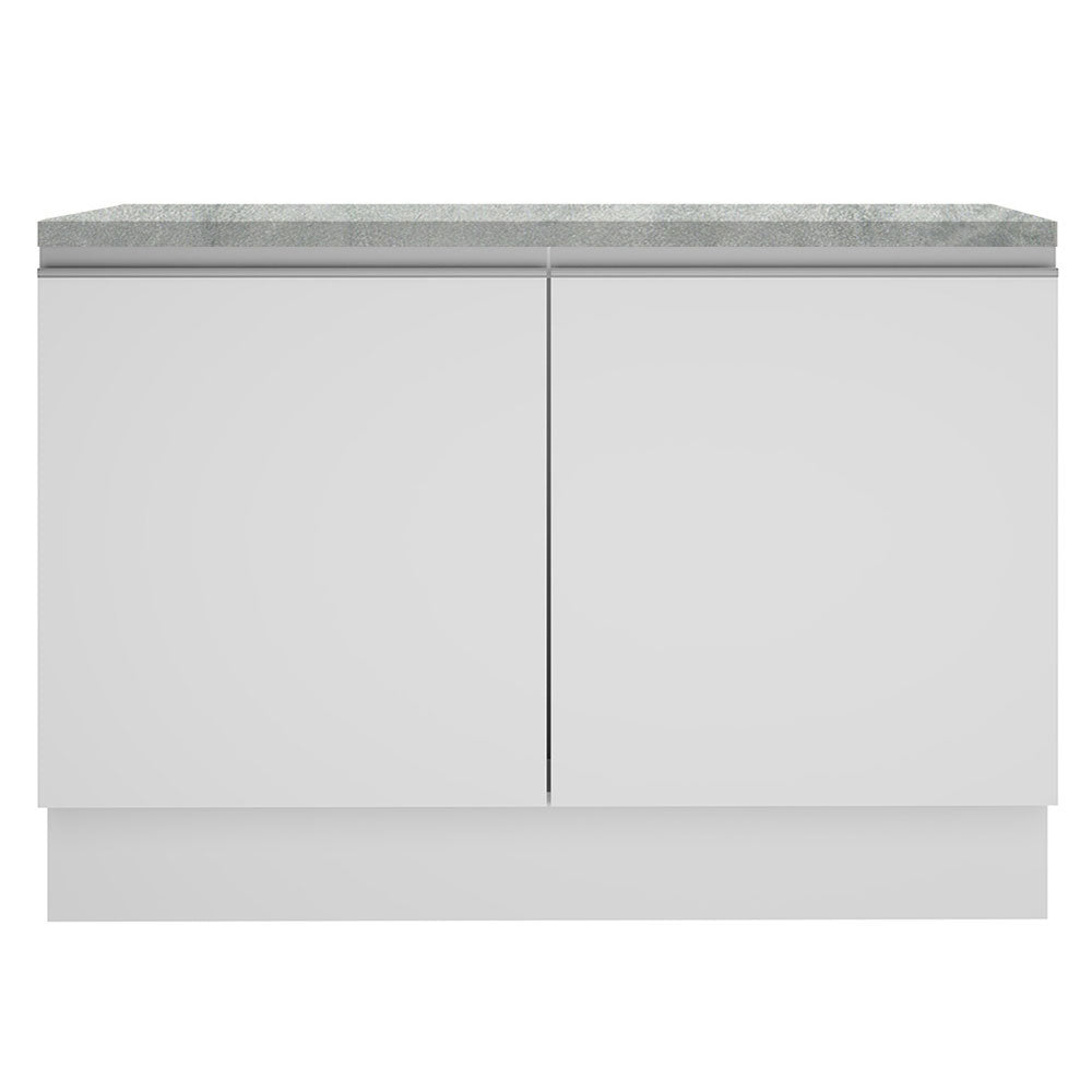 Mueble Inferior de Cocina Glamy Blanco 120x84cm con Mesón de Madera y sin Estufa con 3 Entrepaños - MUEBLES INFERIORES DE COCINA | Bylmo