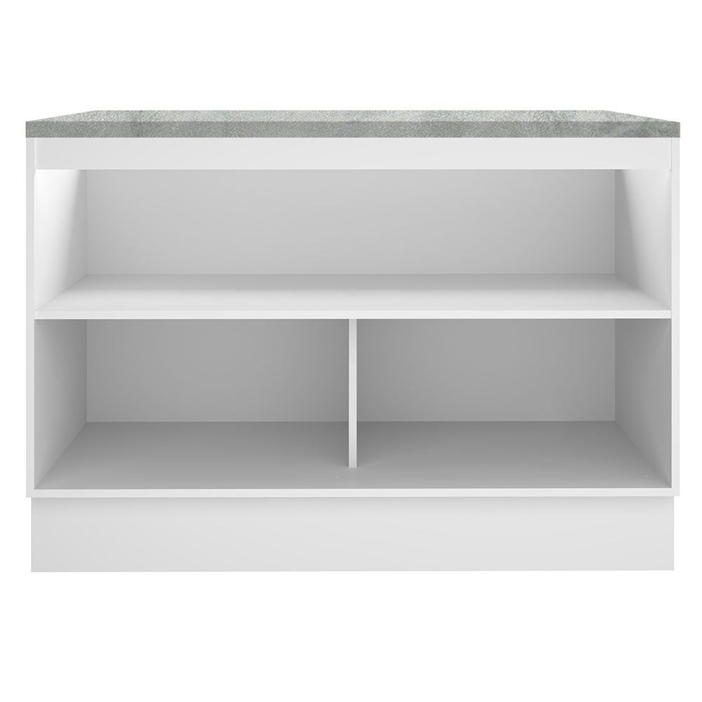 Mueble Inferior de Cocina Glamy Blanco 120x84cm con Mesón de Madera y sin Estufa con 3 Entrepaños - MUEBLES INFERIORES DE COCINA | Bylmo