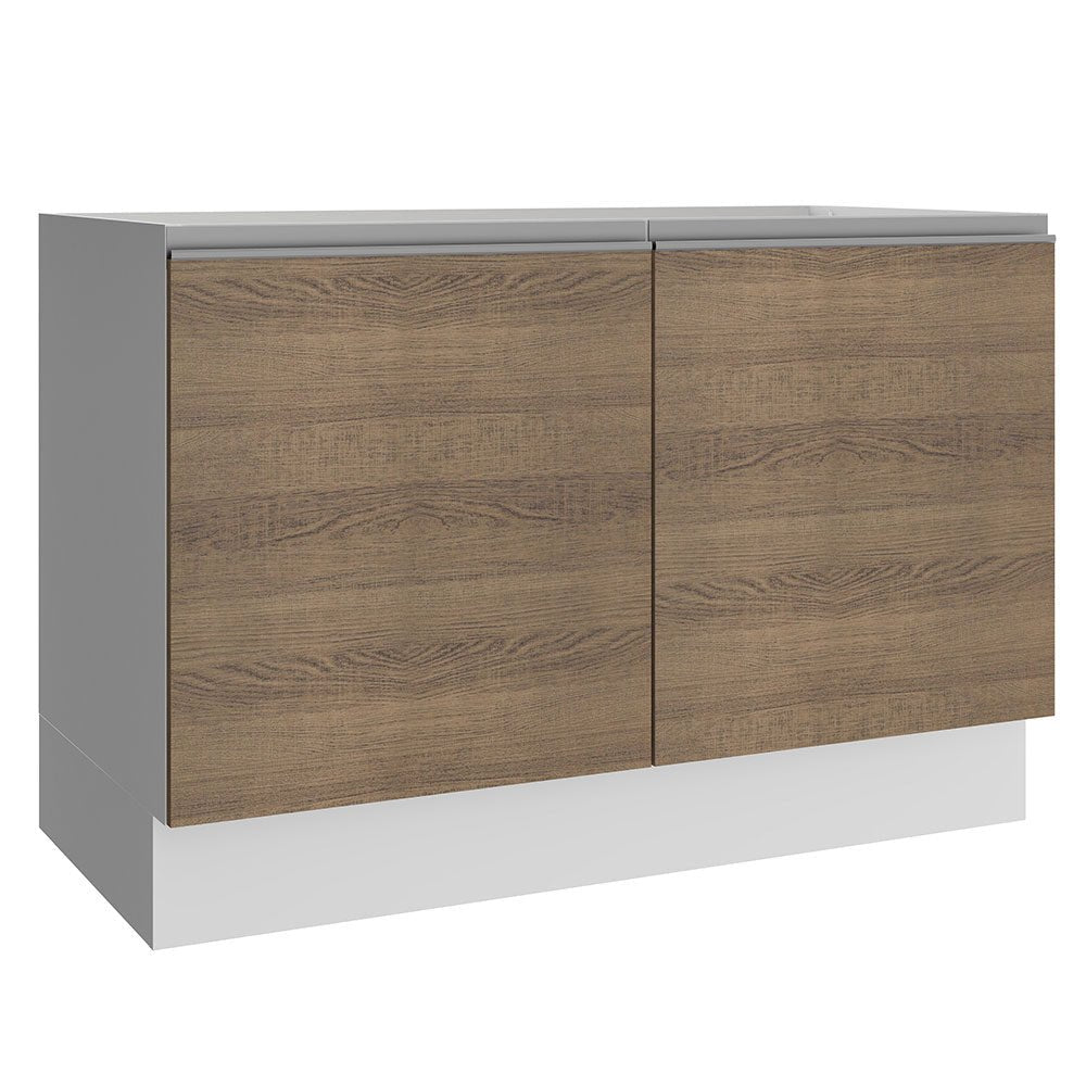 Mueble Inferior de Cocina Glamy Blanco y Marron 120x81cm sin Mesón y sin Estufa con 3 Entrepaños - MUEBLES INFERIORES DE COCINA | Bylmo