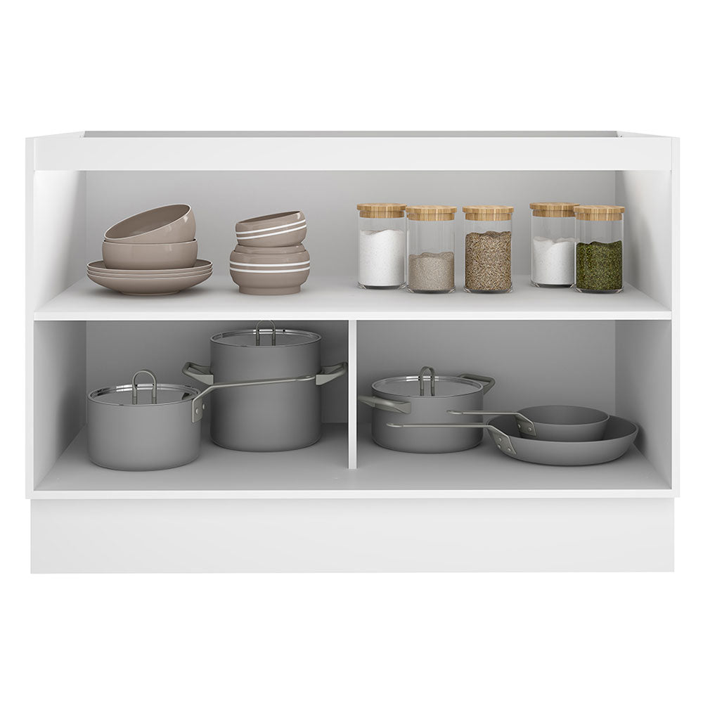 Mueble Inferior de Cocina Glamy Blanco y Marron 120x81cm sin Mesón y sin Estufa con 3 Entrepaños - MUEBLES INFERIORES DE COCINA | Bylmo