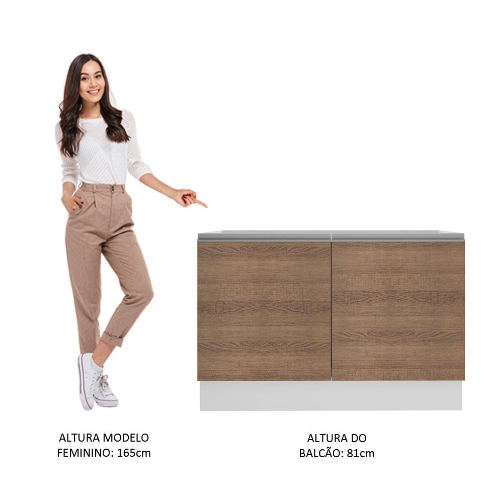 Mueble Inferior de Cocina Glamy Blanco y Marron 120x81cm sin Mesón y sin Estufa con 3 Entrepaños - MUEBLES INFERIORES DE COCINA | Bylmo