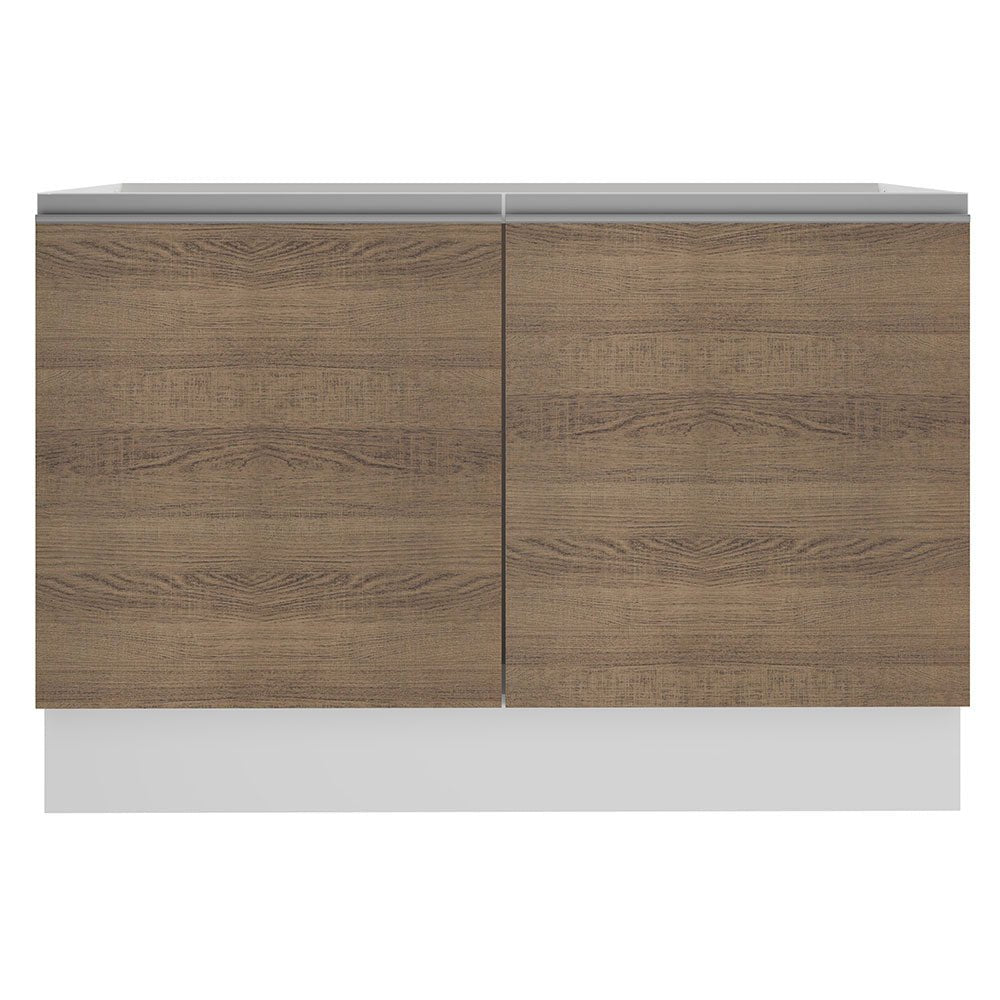 Mueble Inferior de Cocina Glamy Blanco y Marron 120x81cm sin Mesón y sin Estufa con 3 Entrepaños - MUEBLES INFERIORES DE COCINA | Bylmo