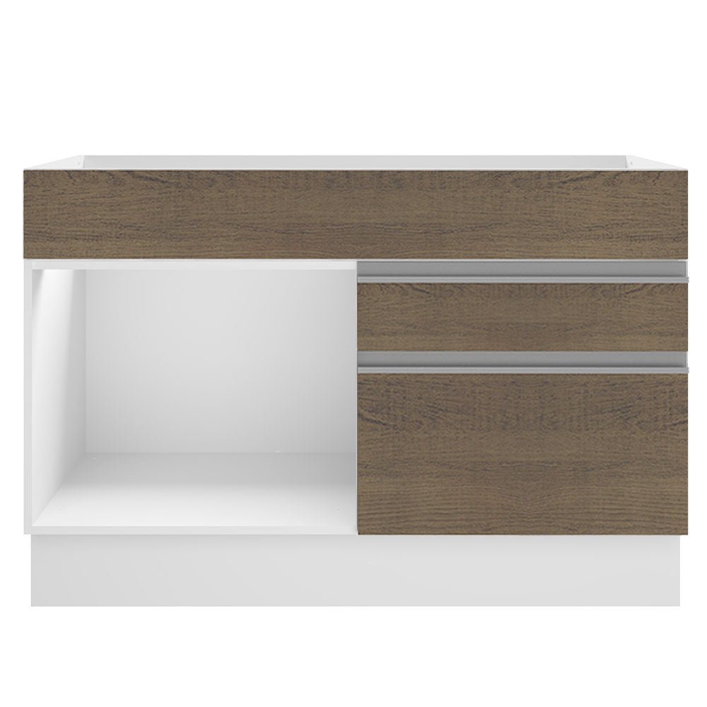 Mueble Inferior de Cocina Glamy Blanco y Marron 120x81cm sin Mesón y sin Estufa con 2 Cajones - MUEBLES INFERIORES DE COCINA | Bylmo