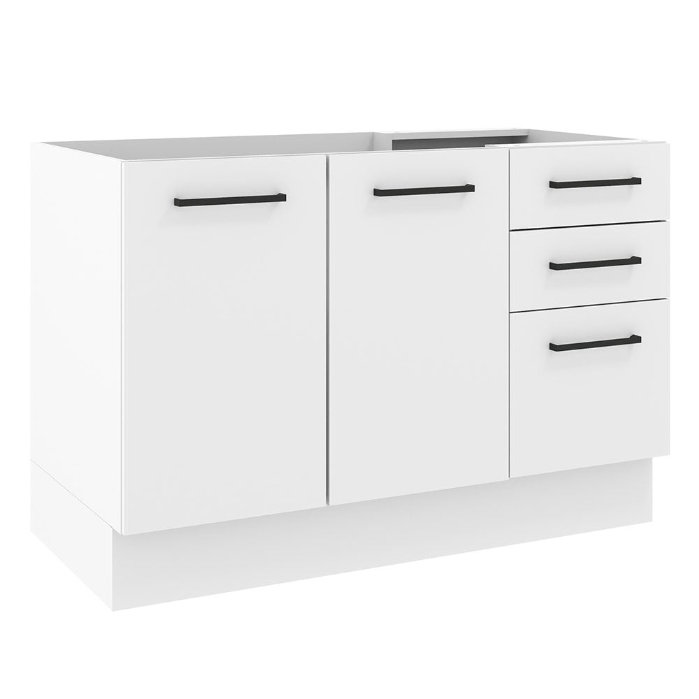 Mueble Inferior de Cocina Agata Blanco 120x81cm sin Mesón y sin Estufa con 3 Cajones - MUEBLES INFERIORES DE COCINA | Bylmo