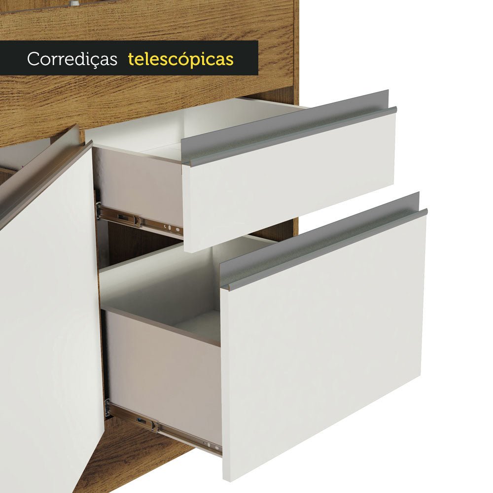 Mueble Inferior de Cocina Glamy Marron y Blanco 150x81cm sin Mesón y sin Estufa con 2 Cajones - MUEBLES INFERIORES DE COCINA | Bylmo