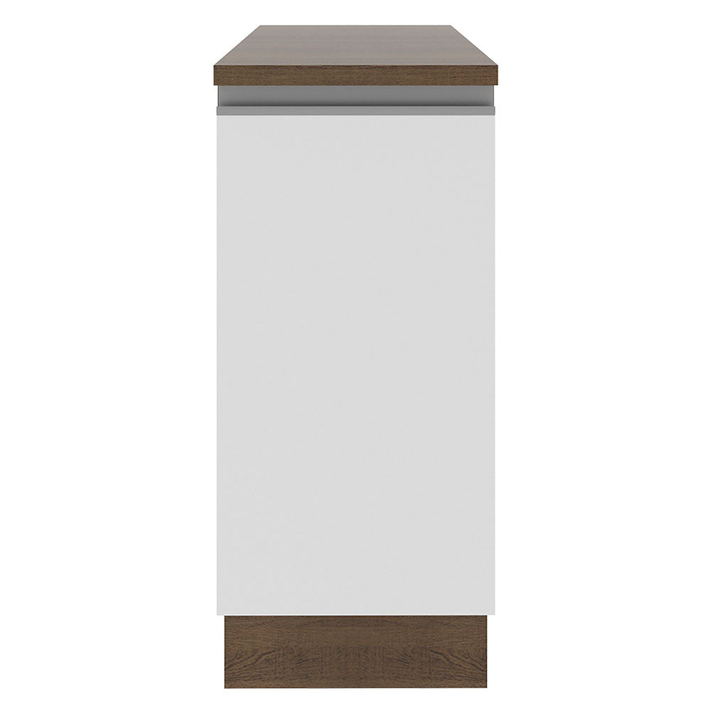 Mueble Inferior de Cocina Glamy Marron y Blanco 35x84cm con Mesón de Madera y sin Estufa con 2 Entrepaños - MUEBLES INFERIORES DE COCINA | Bylmo