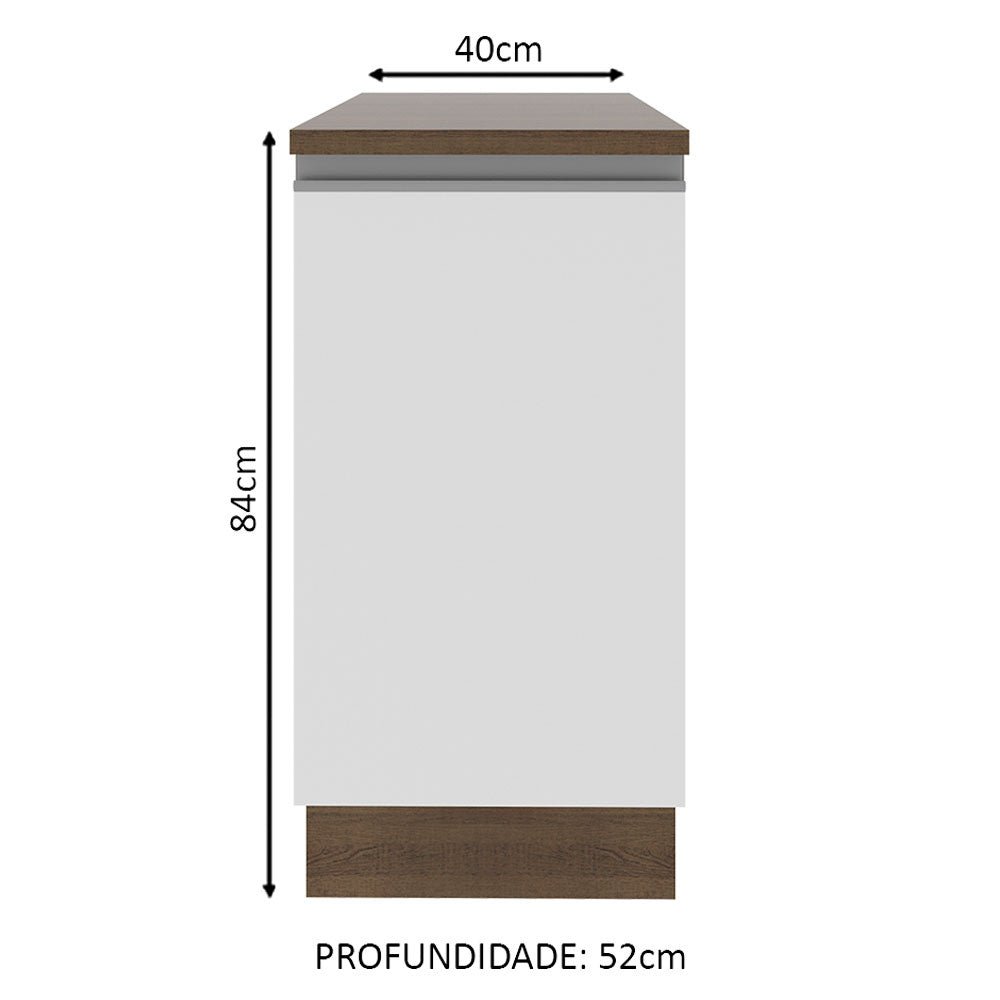 Mueble Inferior de Cocina Glamy Marron y Blanco 40x84cm con Mesón de Madera y sin Estufa con 2 Entrepaños - MUEBLES INFERIORES DE COCINA | Bylmo