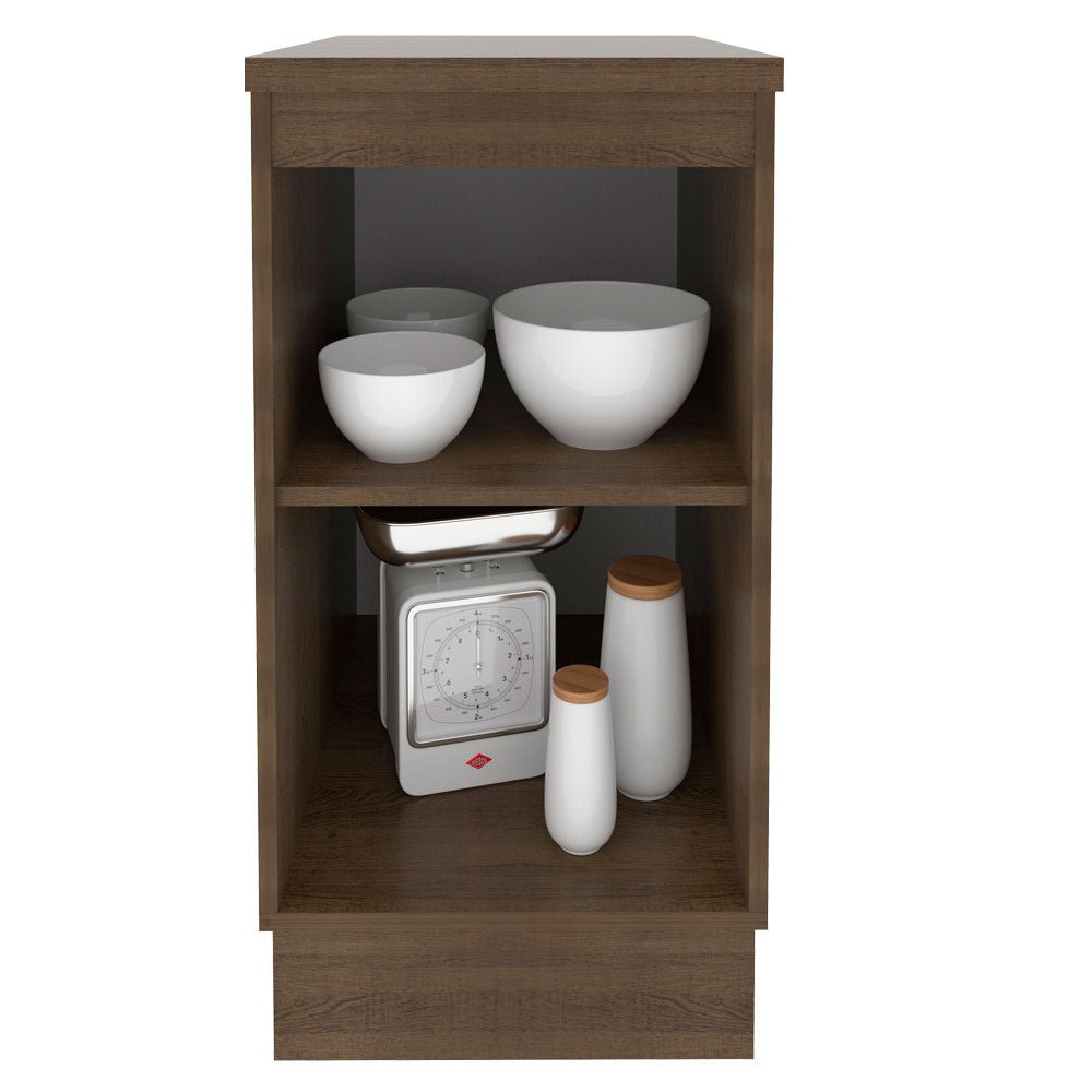 Mueble Inferior de Cocina Glamy Marron y Blanco 40x84cm con Mesón de Madera y sin Estufa con 2 Entrepaños - MUEBLES INFERIORES DE COCINA | Bylmo