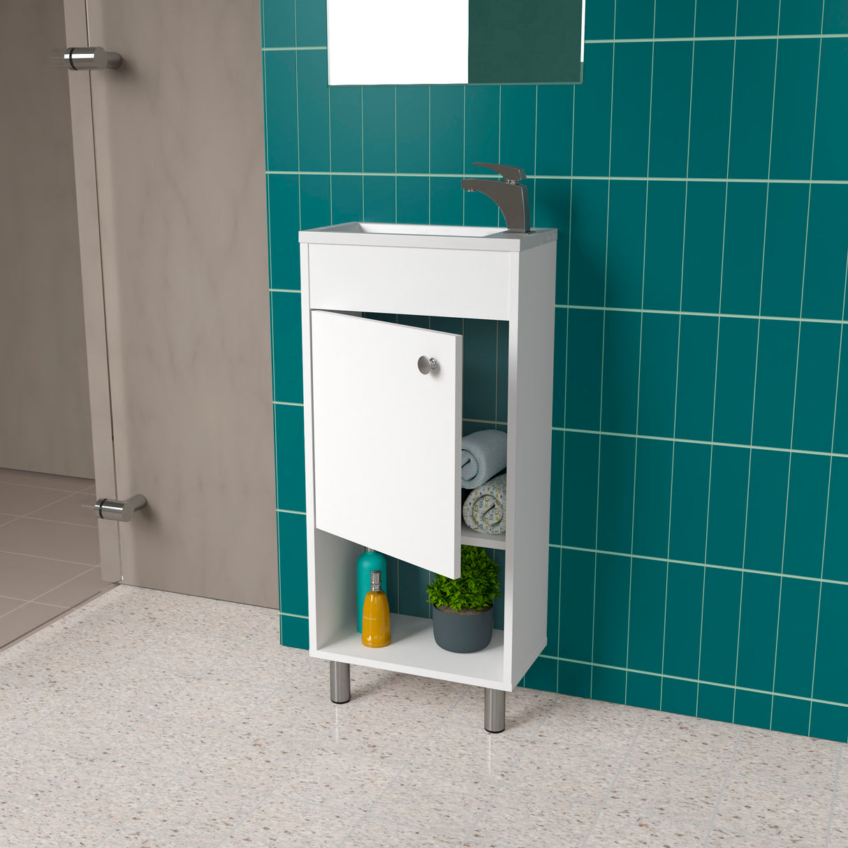 Gabinete de Baño Rectangular Blanco 40x87cm sin Espejo y Un Entrepaño - GABINETES DE BANHO | Bylmo