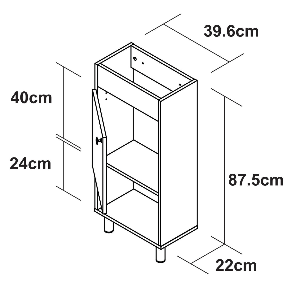 Gabinete de Baño Rectangular Blanco 40x87cm sin Espejo y Un Entrepaño - GABINETES DE BANHO | Bylmo