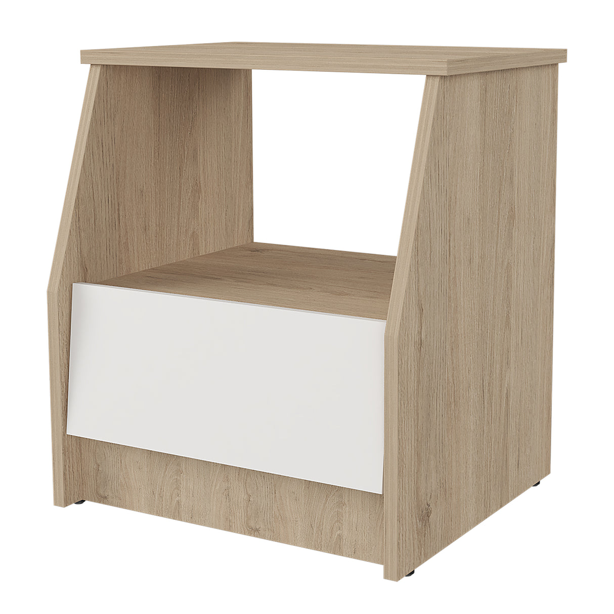 Mesa de Noche Arena y Blanco 45x50cm con Dos Entrepaños y con Patas - MESAS DE NOCHE | Bylmo