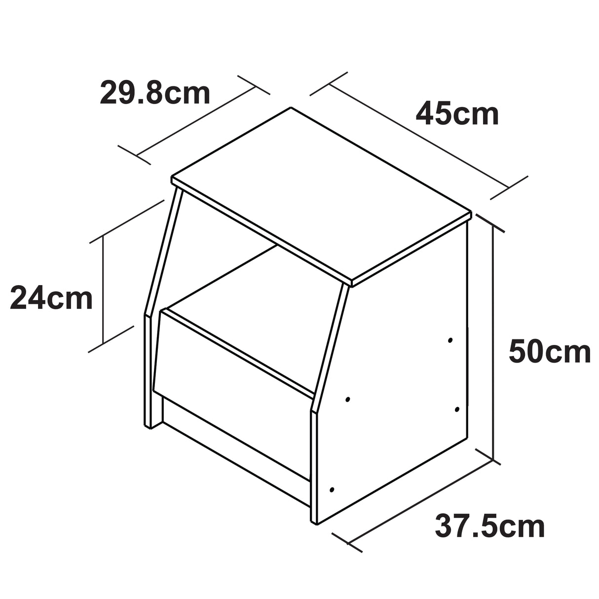 Mesa de Noche Arena y Blanco 45x50cm con Dos Entrepaños y con Patas - MESAS DE NOCHE | Bylmo