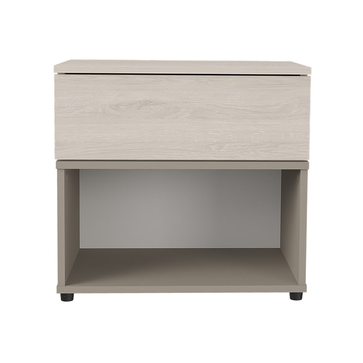 Mesa de Noche Chantilli y Taupe 53x50cm con Dos Entrepaños y con Patas - MESAS DE NOCHE | Bylmo