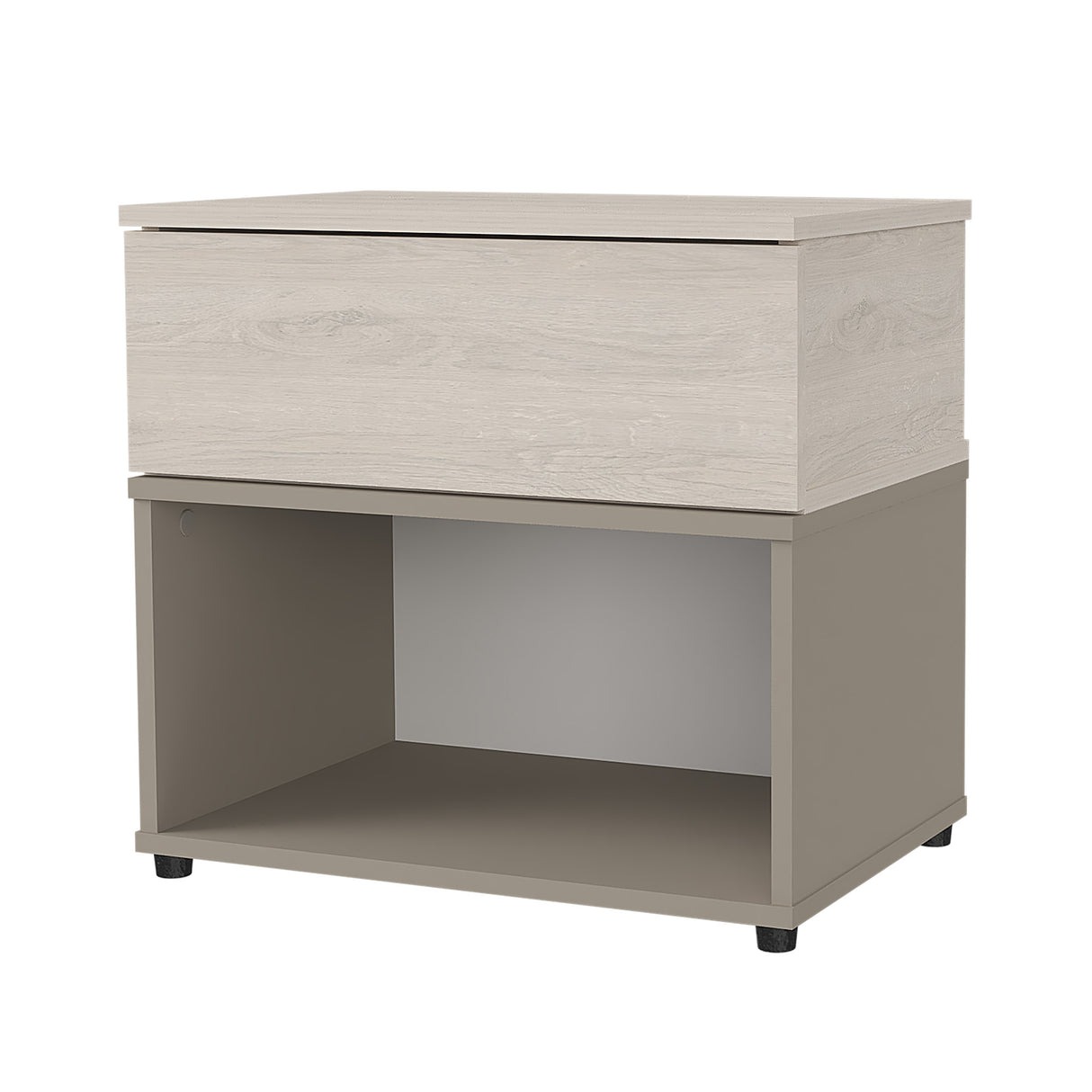 Mesa de Noche Chantilli y Taupe 53x50cm con Dos Entrepaños y con Patas - MESAS DE NOCHE | Bylmo