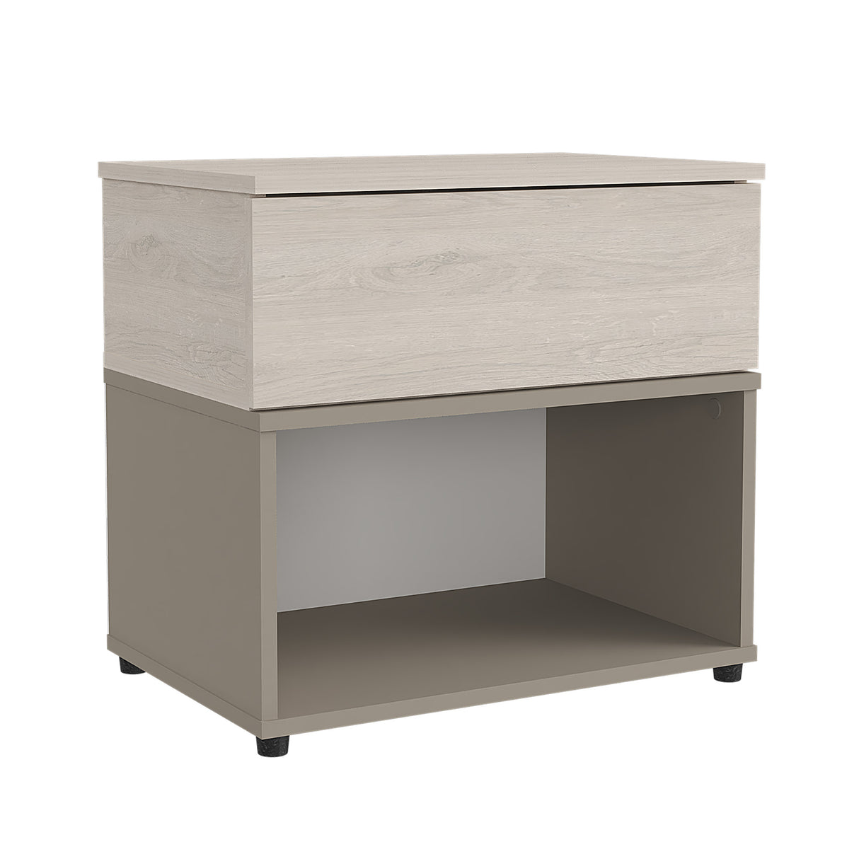 Mesa de Noche Chantilli y Taupe 53x50cm con Dos Entrepaños y con Patas - MESAS DE NOCHE | Bylmo