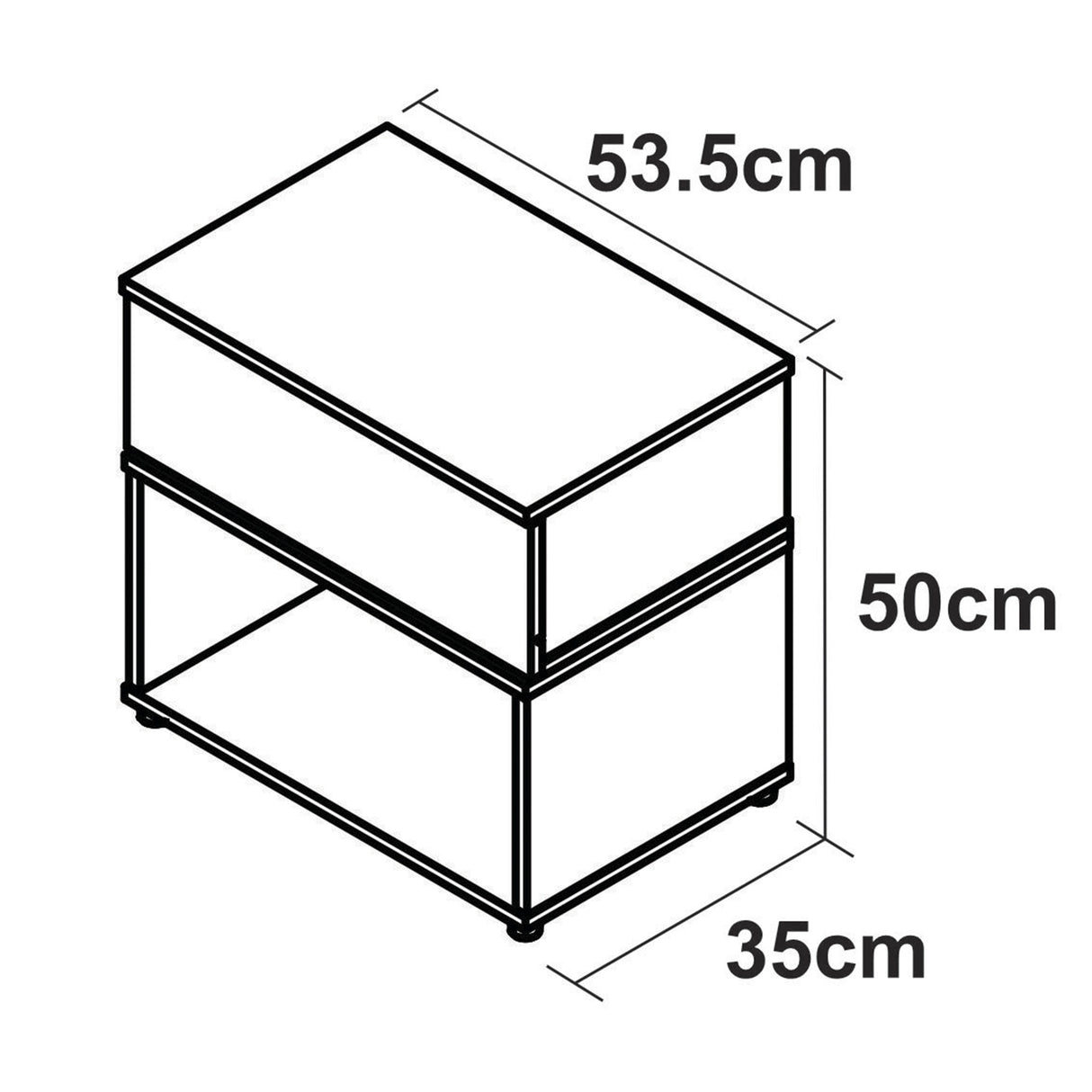 Mesa de Noche Chantilli y Taupe 53x50cm con Dos Entrepaños y con Patas - MESAS DE NOCHE | Bylmo