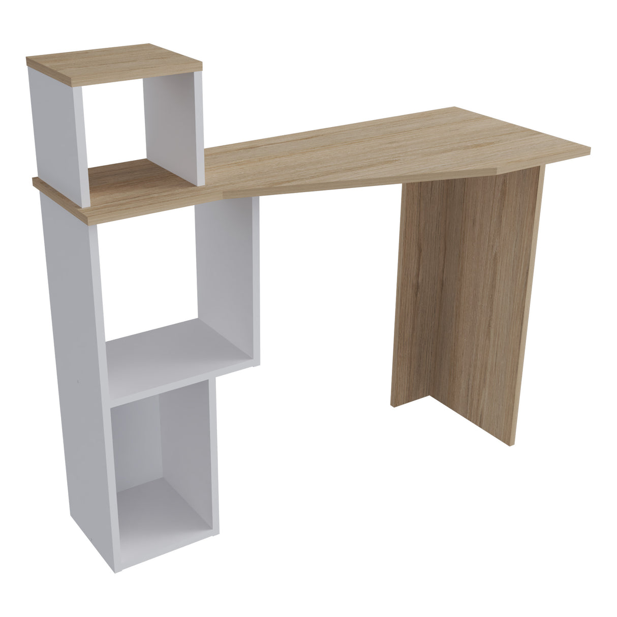 Escritorio Arena y Blanco 100x95cm con Organizador de Libros - ESCRITORIOS | Bylmo