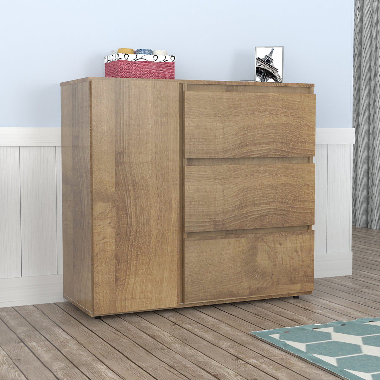 Cómoda Amaretto 100x91cm con Tres Cajones y con Patas - CAJONERAS Y COMODAS | Bylmo