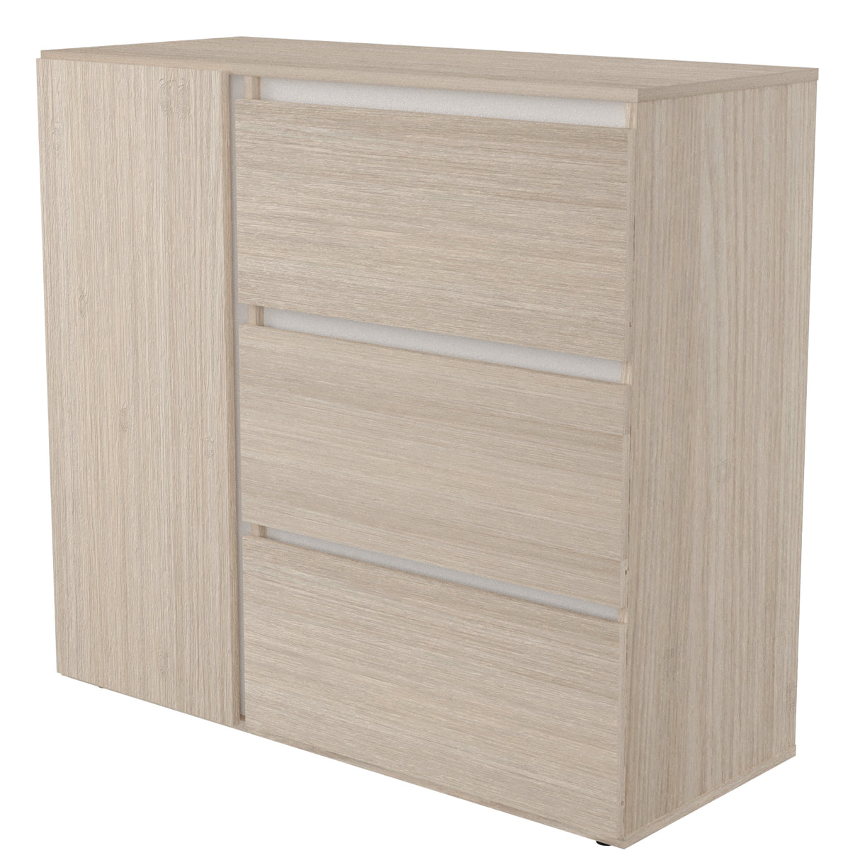 Cómoda Arena y Blanco 100x91cm con Tres Cajones y con Patas - CAJONERAS Y COMODAS | Bylmo