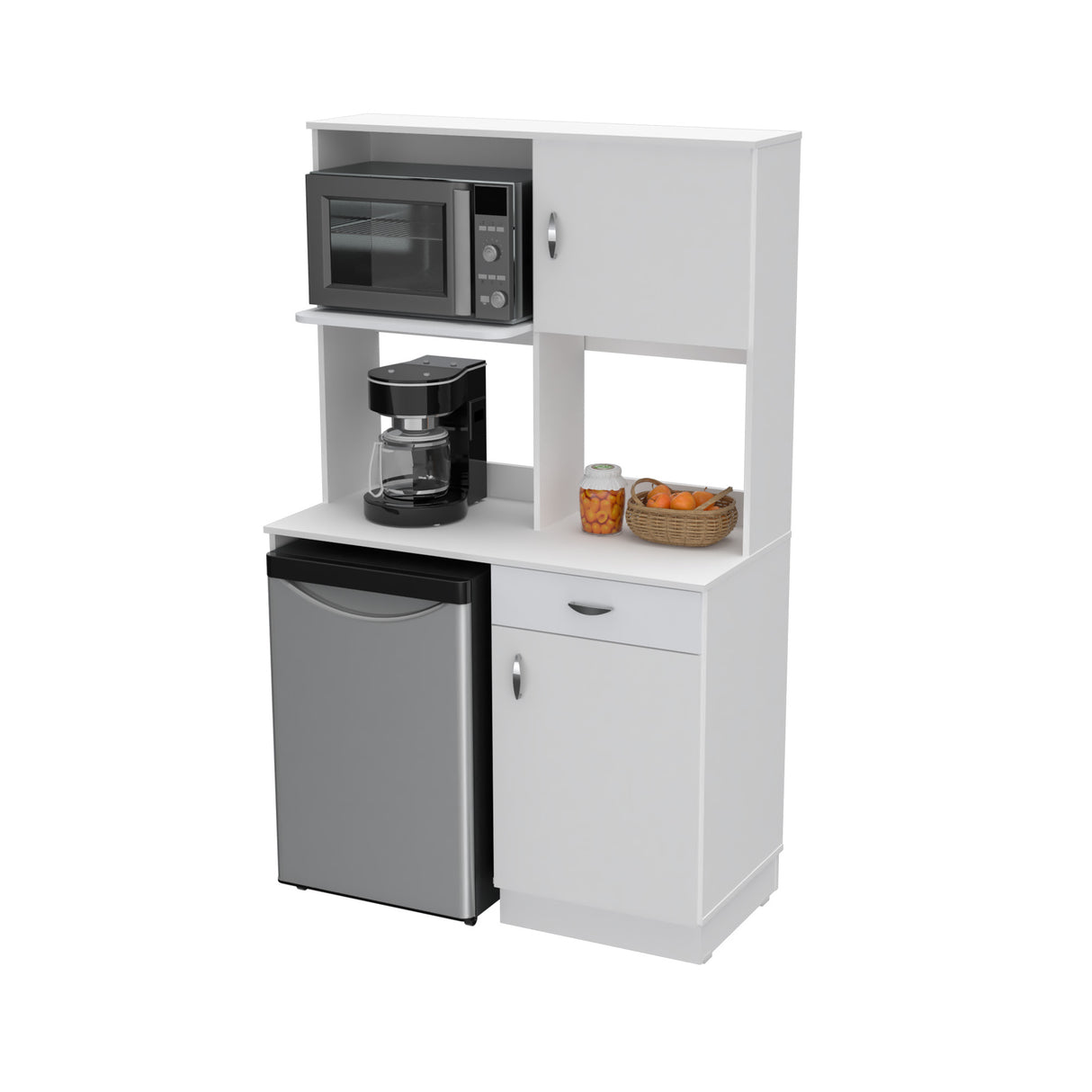 Alacena Blanco 110x179cm con Un Cajón y con Espacio para Microondas - ALACENAS Y MUEBLES MICROONDAS | Bylmo