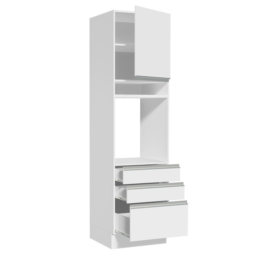 Mueble Microondas Glamy Blanco 60x225cm con Tres Cajones y con Patas - ALACENAS Y MUEBLES MICROONDAS | Bylmo