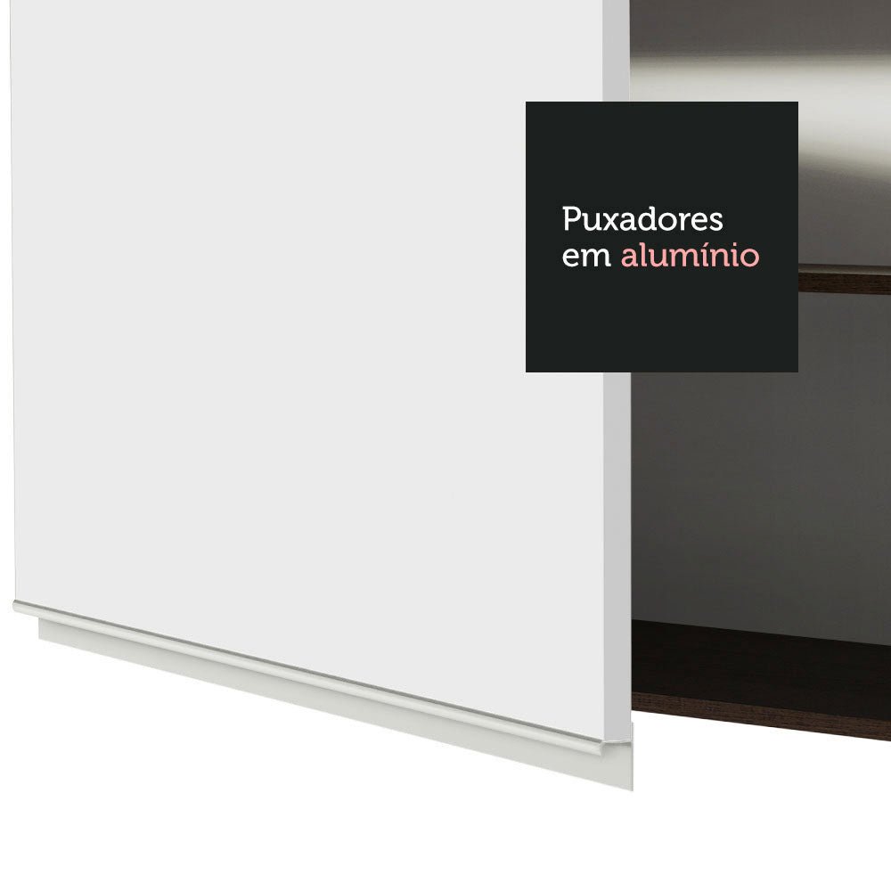 Mueble Microondas Glamy Marron y Blanco 60x225cm con Tres Cajones y con Patas - ALACENAS Y MUEBLES MICROONDAS | Bylmo