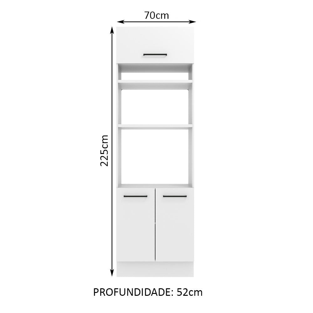 Mueble Microondas Agata Blanco 70x225cm sin Cajones y con Patas - ALACENAS Y MUEBLES MICROONDAS | Bylmo