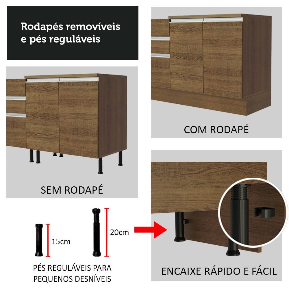 Mueble Microondas Glamy Marron 70x225cm sin Cajones y con Patas - ALACENAS Y MUEBLES MICROONDAS | Bylmo