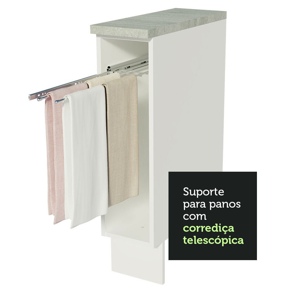 Mueble Auxiliar de Cocina Glamy Blanco 20x84cm con Patas y Mesón de Madera - BARRAS Y MUEBLES AUXILIARES | Bylmo