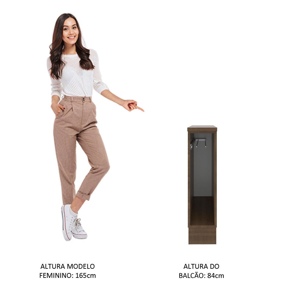 Mueble Auxiliar de Cocina Glamy Marron 20x84cm con Patas y Mesón de Madera - BARRAS Y MUEBLES AUXILIARES | Bylmo