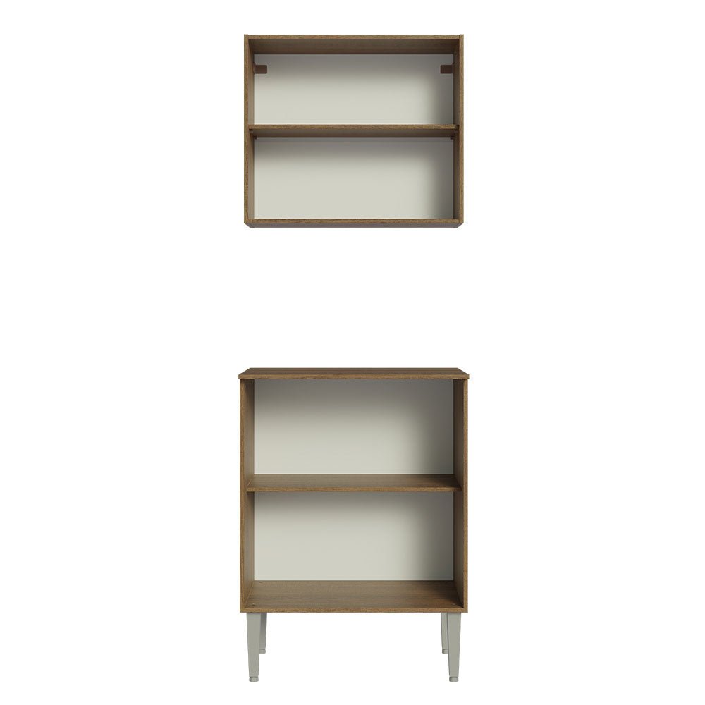 Cocina Emily Marron 64x186cm con Mesón de Madera y sin Estufa - COCINAS | Bylmo