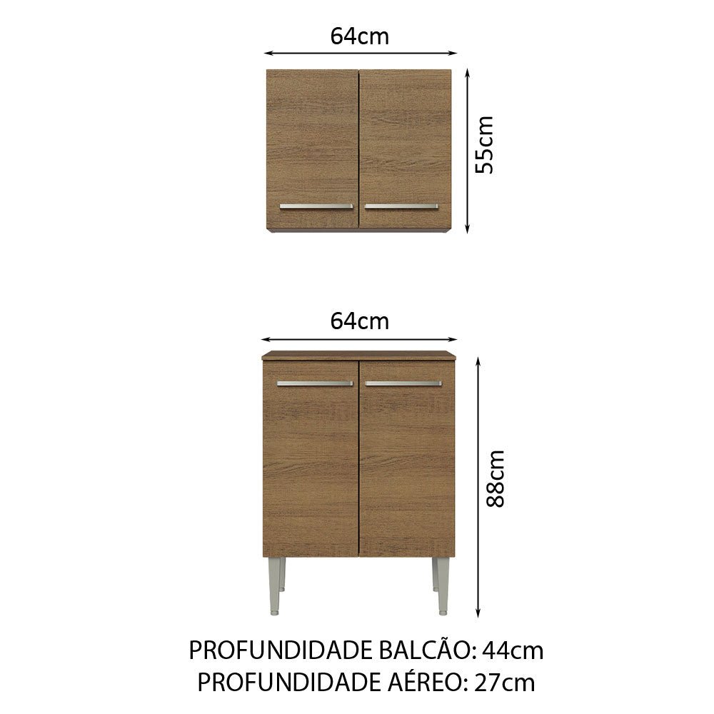 Cocina Emily Marron 64x186cm con Mesón de Madera y sin Estufa - COCINAS | Bylmo