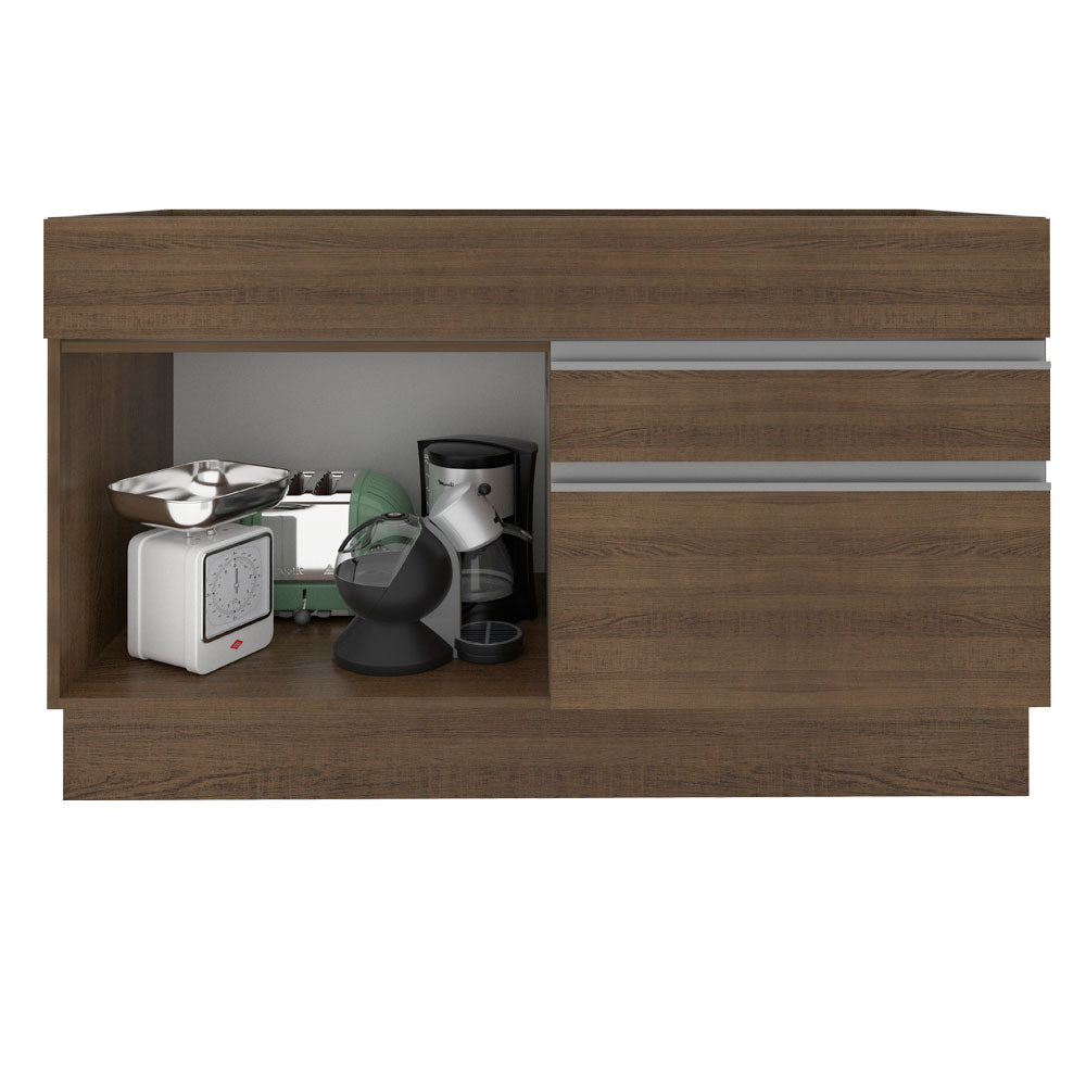 Mueble Inferior de Cocina Glamy Marron 120x81cm sin Mesón sin Estufa y con Dos Cajones - MUEBLES INFERIORES DE COCINA | Bylmo