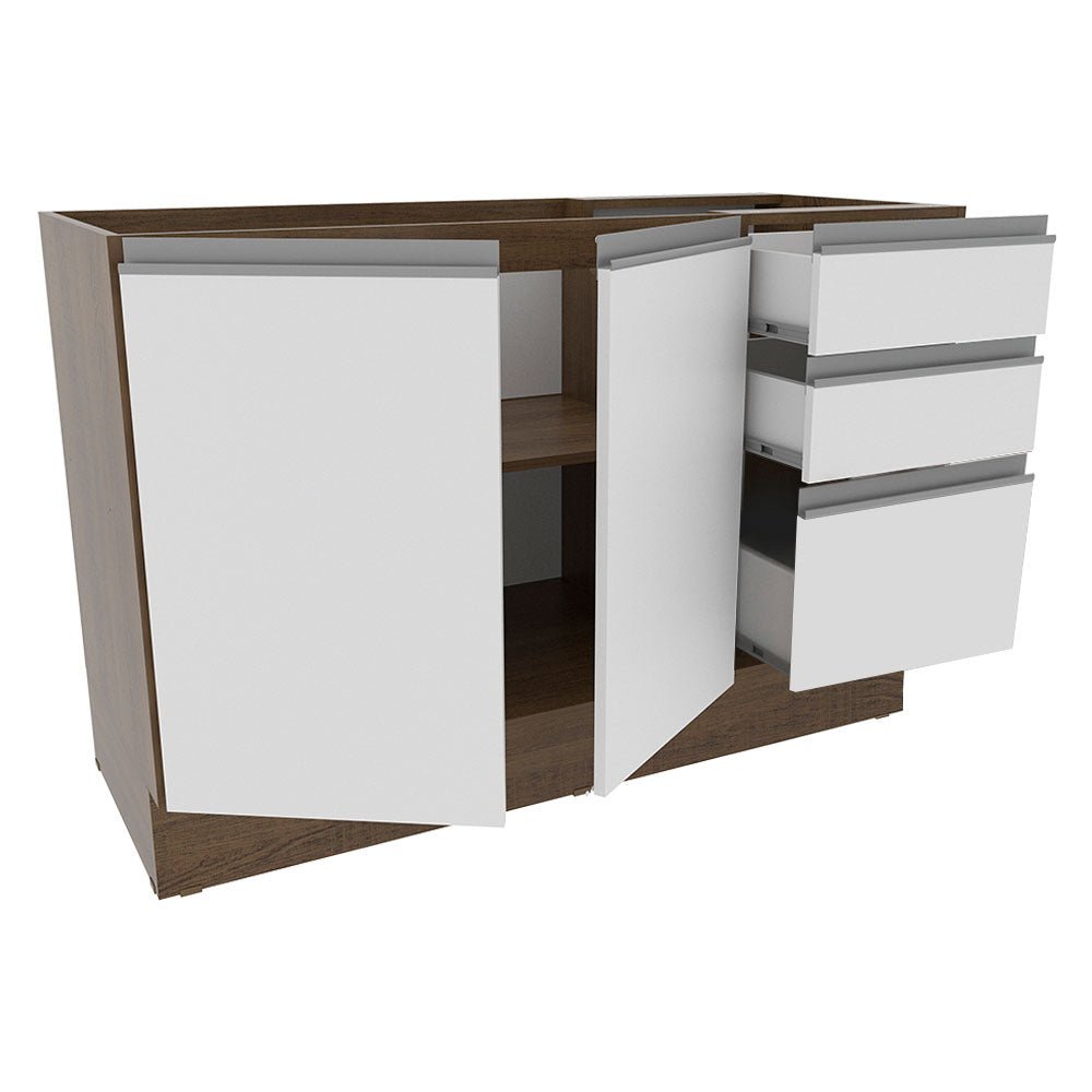 Mueble Inferior de Cocina Glamy Marron y Blanco 120x81cm sin Mesón sin Estufa y con Tres Cajones - MUEBLES INFERIORES DE COCINA | Bylmo