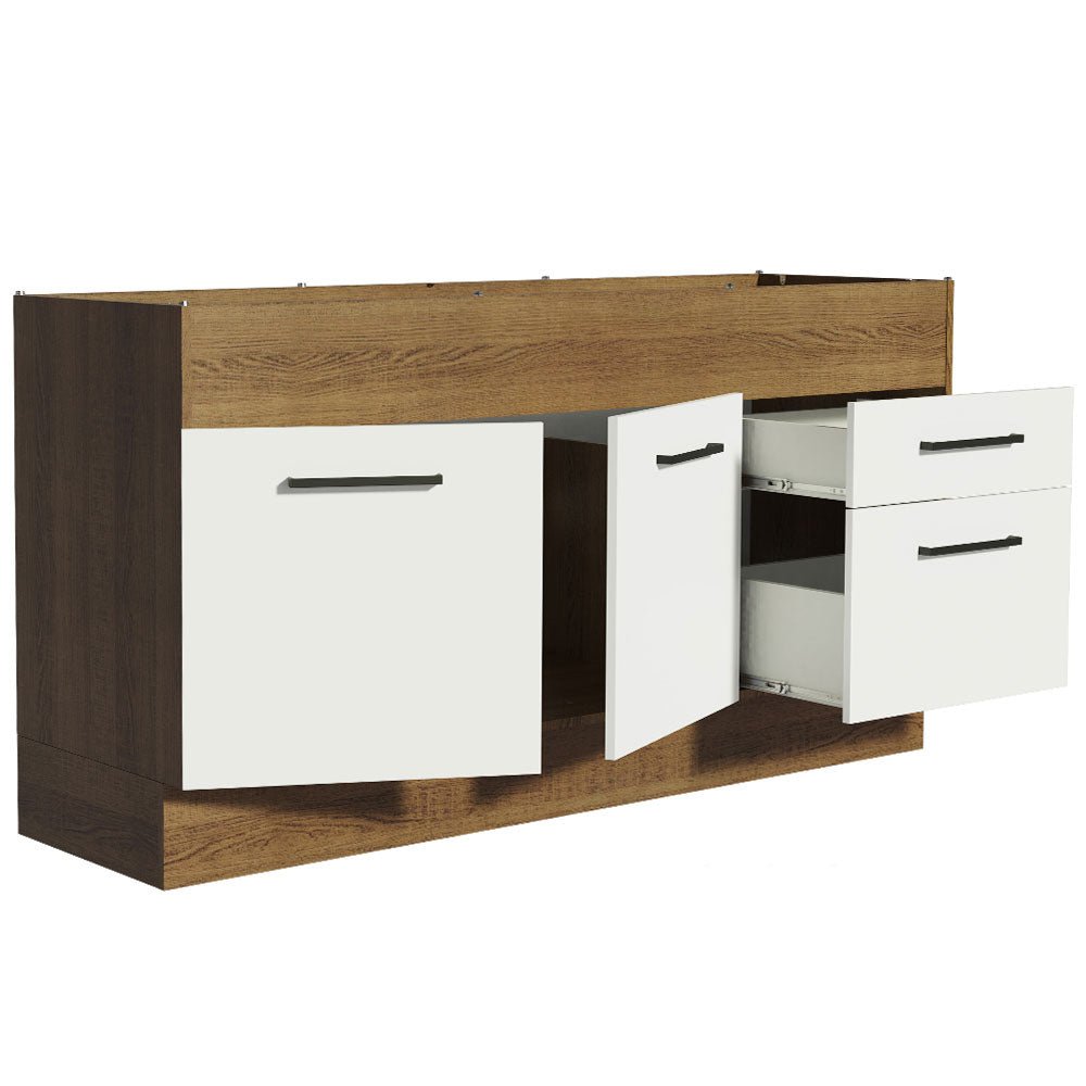 Mueble Inferior de Cocina Agata Marron y Blanco 150x81cm sin Mesón sin Estufa y con Dos Cajones - MUEBLES INFERIORES DE COCINA | Bylmo