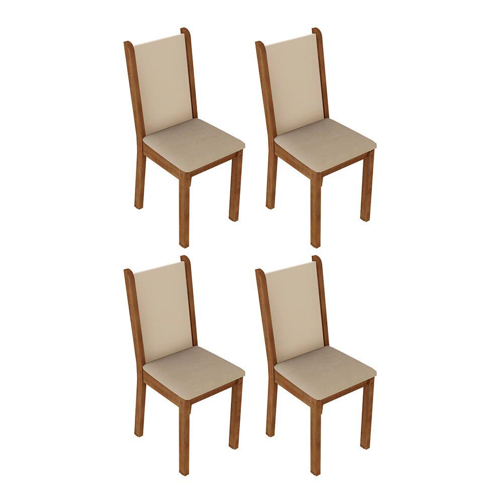 Kit x 4 Sillas Comedor Marron y Crema 37x89cm con Espaldar y de Asiento Cuadrado - SILLAS Y BUTACOS | Bylmo