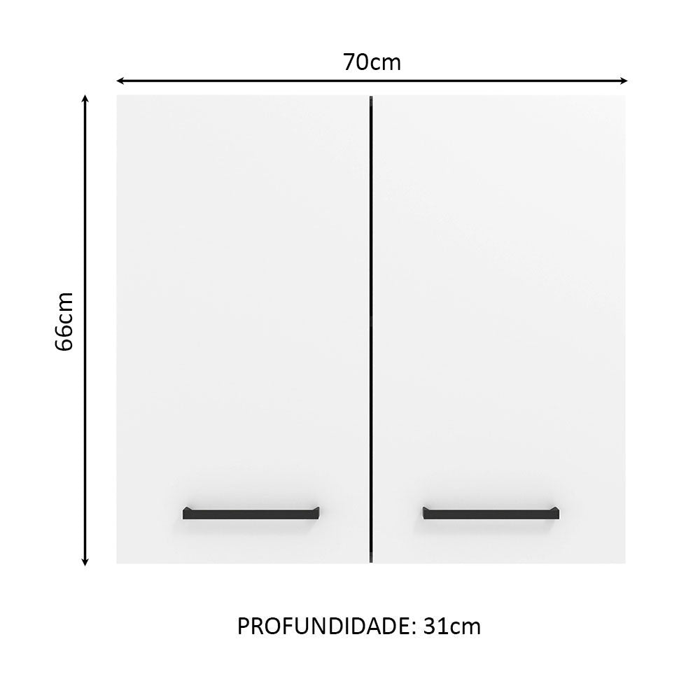 Mueble Superior de Cocina Agata Blanco 70x66cm con Dos Entrepaños y Dos Puertas - MUEBLES SUPERIORES DE COCINA | Bylmo