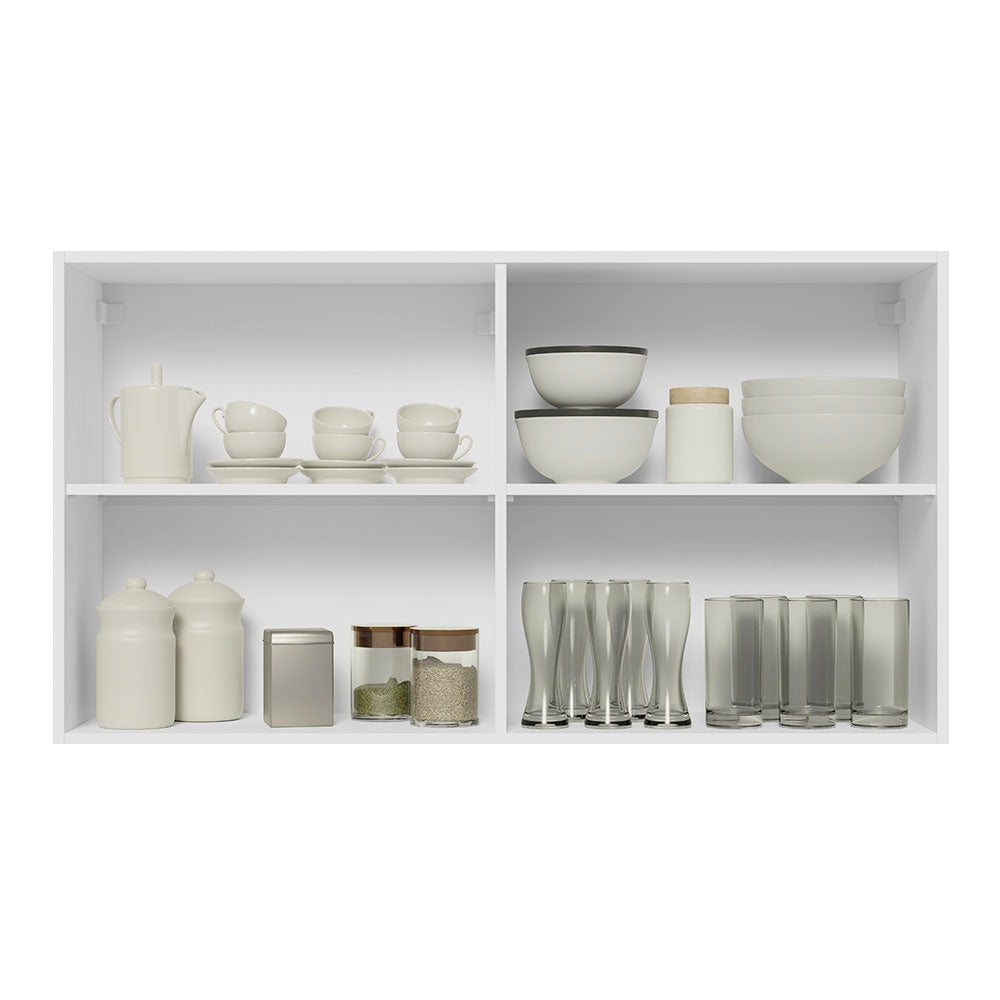 Gabinete de Cocina Glamy Blanco y Marron 120x66cm Flotante con Dos Puertas y Vidrios Reflectantes - ALACENAS Y MUEBLES MICROONDAS | Bylmo