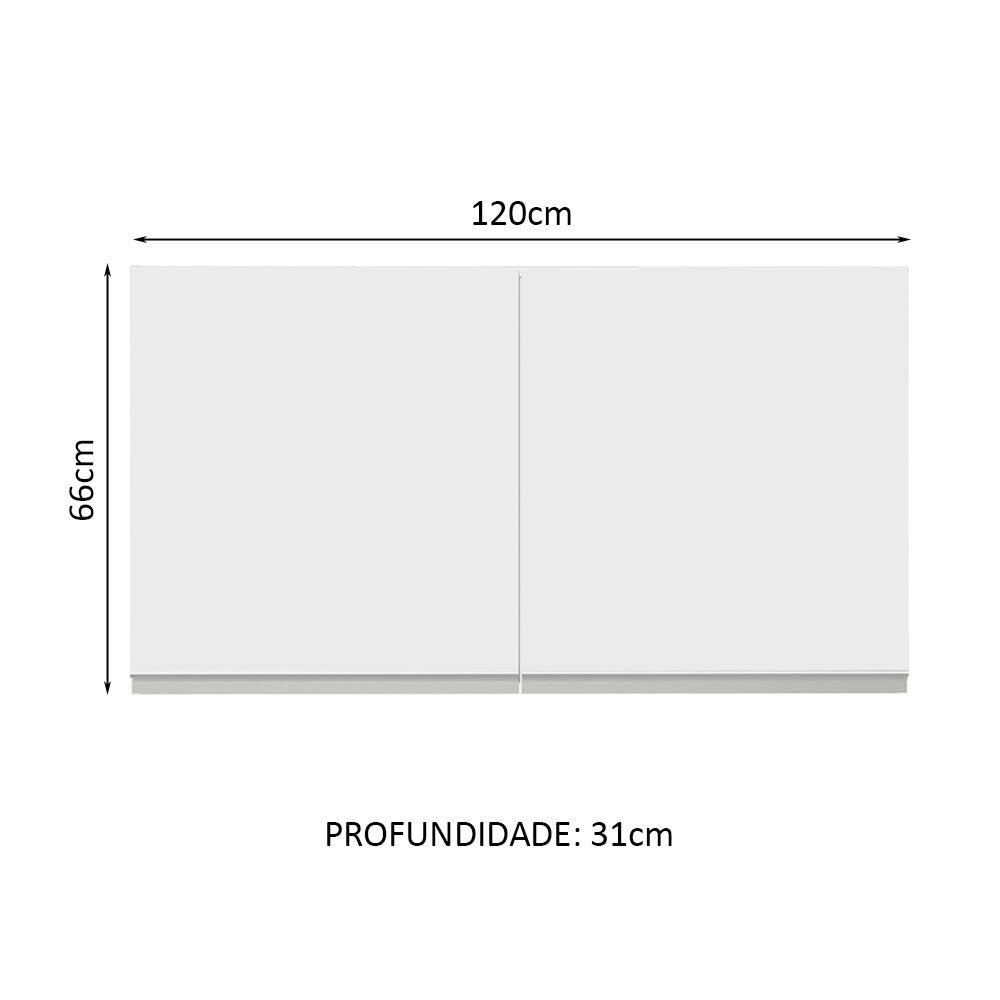 Gabinete de Cocina Glamy Blanco 120x66cm Flotante con Dos Puertas - ALACENAS Y MUEBLES MICROONDAS | Bylmo