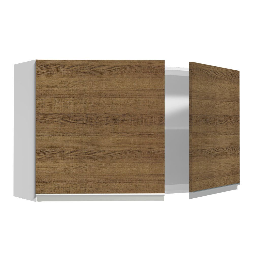 Gabinete de Cocina Glamy Blanco y Marron 120x66cm Flotante con Dos Puertas - ALACENAS Y MUEBLES MICROONDAS | Bylmo